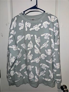 Bioworld Light Sage Green Cinnamoroll Pattern Sweatshirt